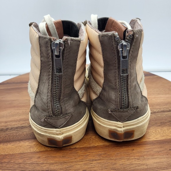 Vans Sneakers Womens 8.5 Peach Gray Leather Hi Top Shoes Skater 721277 - Picture 10 of 14